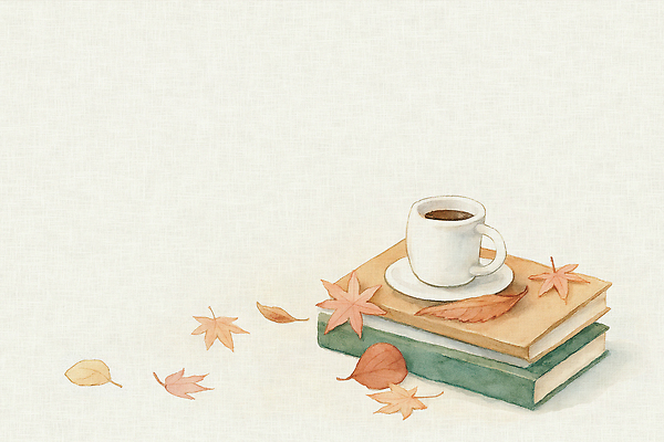 PSD 디자인 여유 커피 음료 예술 단풍 낙엽 잎 일러스트 자연 휴식 따뜻함 생활 책 독서 가을 스케치 감성 오후 테마 차분 국내일러스트 식물 계절 감정 컨셉 미술 생태계 파일형식