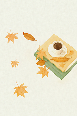 PSD 여유 커피 단풍 낙엽 일러스트 자연 탁자 나뭇잎 따뜻함 미소 풍경 일상 책 독서 평화 고요 카페 가을 편안함 커피잔 감성 색감 국내일러스트 계절 감정 음료 가구 컨셉 잎 잔 표정 라이프 상점 감각 생태계 파일형식