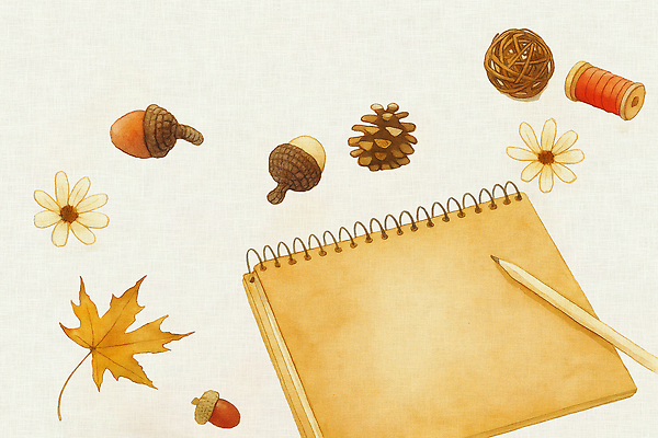 PSD 손글씨 디자인 꽃 예술 컬러 낙엽 잎 일러스트 자연 문구용품 연필 공책 가을 편안함 스케치 도토리 솔방울 꾸미기 자연물 창작 국내일러스트 식물 계절 학용품 미술 필기구 견과류 감각 오브젝트 생태계 파일형식