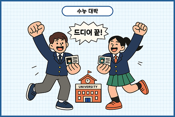 학생 교육 대학생 일러스트 학교 청소년 성공 건물 친구 청춘 기쁨 꿈 수능 축하 합격 대학교 열정 수능대박 정부 증명서 국내일러스트 AI파일 건축물 감정 컨셉 관계 사람 시험 파일형식 벡터