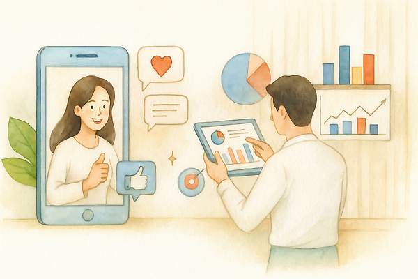 JPG 여자 남자 감정 일러스트 비즈니스 통계 그래프 기술 표정 실험 관리 그래픽 스마트폰 태블릿 자료 편안함 분석 소통 서류판 국내일러스트 AI일러스트 AI콘텐츠 컨셉 사람 전자제품 핸드폰 스마트기기 사무용품 감각 파일형식