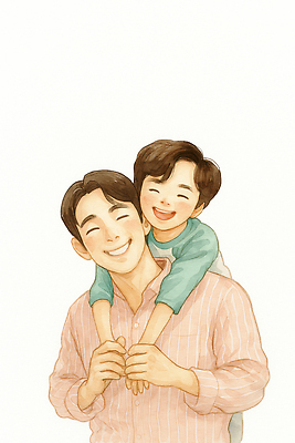JPG 행복 아들 어린이 일러스트 가족 관계 포옹 놀이 따뜻함 사랑 웃음 일상 기쁨 시간 부자 아빠 소중 즐거움 성격 순간 국내일러스트 AI일러스트 AI콘텐츠 감정 컨셉 안기 표정 사람 라이프 파일형식