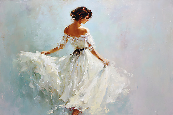 JPG 손 드레스 여자 예술 포즈 백그라운드 일러스트 모션 표정 풍경 흰색 우아함 그림 부드러움 감성 뷰티풀 창의성 스타일 국내일러스트 AI일러스트 AI콘텐츠 옷 컬러 컨셉 사람 신체부위 감각 파일형식