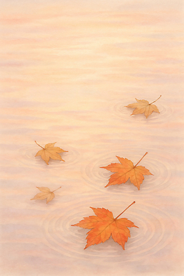 JPG 감정 물결 컬러 단풍 잎 일러스트 자연 생명 나뭇잎 풍경 일상 물 반사 노란색 평화 주황색 고요 조화 뷰티풀 차분 국내일러스트 AI일러스트 AI콘텐츠 자연요소 식물 컨셉 라이프 생태계 파일형식