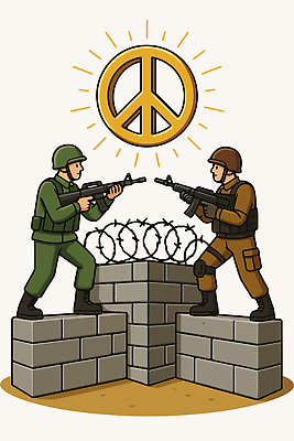 무기 상징 일러스트 평화 군인 총 수비 바리케이드 심볼 군복 전쟁 감시 갈등 긴장 초상화 대치 세운 국내일러스트 AI파일 직업 감정 컨셉 유니폼 모션 그림 국군 파일형식 벡터