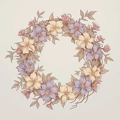 JPG 식물 디자인 꽃 리본 컬러 꽃다발 일러스트 자연 장식 화환 봄 원형 그림 커플반지 부드러움 조화 뷰티풀 국내일러스트 AI일러스트 AI콘텐츠 도형 계절 반지 감각 생태계 파일형식