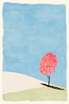 JPG 나무 분홍색 컬러 단풍 일러스트 자연 하늘 풍경 여름 파란색 평화 고요 봄 가을 언덕 그림 조화 단순화된 뷰티풀 솔로 전경 국내일러스트 AI일러스트 AI콘텐츠 식물 계절 컨셉 잎 생태계 파일형식 탑뷰