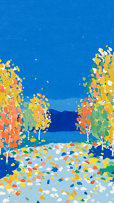 JPG 나무 공원 길 컬러 단풍 일러스트 자연 하늘 단풍나무 산 풍경 초록색 물 파란색 노란색 가을 조화 뷰티풀 풍경화 국내일러스트 AI일러스트 AI콘텐츠 자연요소 식물 계절 공공시설 잎 그림 생태계 파일형식