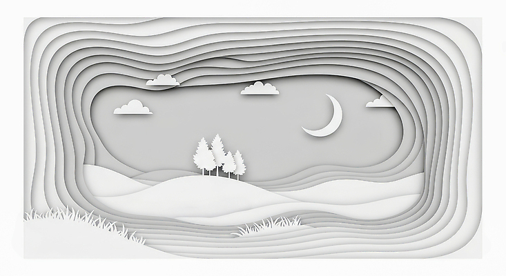 JPG 나무 편집이미지 디자인 종이 예술 점선 자연 밤하늘 풍경 평화 달 페이퍼아트 그림 조화 편집실사 AI컴퓨터그래픽 AI콘텐츠 자연요소 식물 선 컨셉 하늘 야간 CG 생태계 파일형식