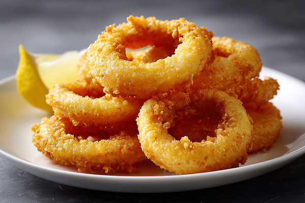 JPG 편집이미지 접시 음식 바다 재료 디저트 요리 식사 튀김 반지 맛 레몬 해산물 오징어 양파링 바삭바삭 편집실사 AI포토 AI콘텐츠 식기 컨셉 과일 장신구 연체동물 수중동물 CG 파일형식