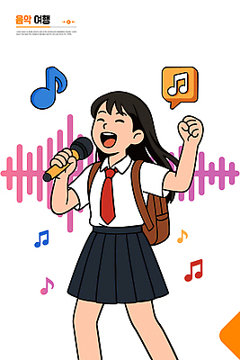 라이프스타일 행복 감정 교복 음악 여행 일러스트 노래 학교 모션 소녀 친구 유행 표현 마이크 즐거움 열정 소통 창의력 국내일러스트 AI파일 옷 여자 교육 어린이 음향기기 컨셉 관계 문화예술 생활 파일형식 벡터