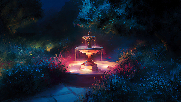 JPG 식물 디자인 꽃 예술 컬러 야경 일러스트 자연 휴식 조명 평화 정원 화려 분위기 분수 뷰티풀 디테일 경관 국내일러스트 AI일러스트 AI콘텐츠 컨셉 풍경 야간 생태계 파일형식 풍경_경치