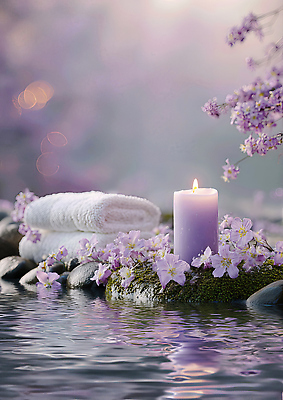 JPG 편집이미지 꽃 촛불 자연 휴식 조명 수건 평화 보라색 수영 스파 물가 편안함 향기 이미지편집 AI포토 AI콘텐츠 식물 컬러 컨셉 초 풍경 위생용품 수상스포츠 감각 생태계 냄새 파일형식