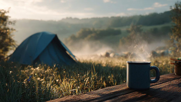 JPG 편집이미지 여유 커피 여행 자연 아침 휴식 산 텐트 풍경 초원 야외 햇빛 캠핑 안개 모닥불 편집실사 AI포토 AI콘텐츠 주간 감정 음료 컨셉 불 레저 날씨 캠핑도구 태양 CG 생태계 파일형식