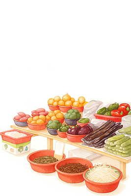 JPG 모양 음식 컬러 채소 과일 일러스트 고추 오이 한국 건강 판매 전시 수확 신선 시장 맛 구매 정리 먹거리 풍요 국내일러스트 AI일러스트 AI콘텐츠 아시아 컨셉 농업 쇼핑 파일형식