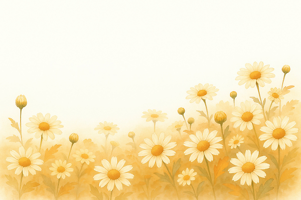 JPG 식물 계절 꽃 감정 컬러 일러스트 자연 풍경 햇빛 소풍 노란색 정원 성장 가을 흰색 심플 부드러움 화사함 뷰티풀 국내일러스트 AI일러스트 AI콘텐츠 컨셉 태양 야외활동 감각 생태계 파일형식