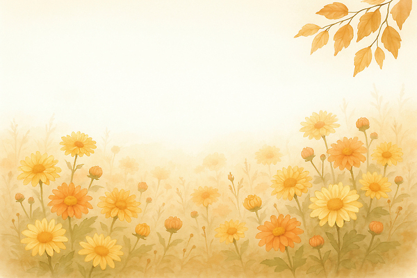 JPG 식물 꽃 잎 꽃밭 일러스트 자연 풍경 초원 여름 햇빛 노란색 평화 고요 안개 가을 부드러움 만개 뷰티풀 국내일러스트 AI일러스트 AI콘텐츠 계절 컬러 컨셉 날씨 태양 감각 생태계 파일형식