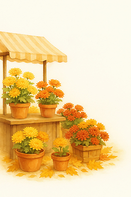 JPG 식물 꽃잎 꽃 화분 백그라운드 일러스트 자연 해바라기 풍경 장식 노란색 환경 정원 주황색 가을 꽃집 원예 뷰티풀 테라리움 국내일러스트 AI일러스트 AI콘텐츠 계절 컬러 취미 상점 생태계 파일형식