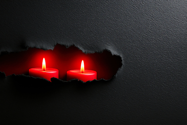 JPG 편집이미지 감정 벽 촛불 조명 장식 빨간색 빛 인테리어 분위기 편안함 신비 오브젝트 심플 이미지편집 AI컴퓨터그래픽 AI콘텐츠 디자인 컬러 컨셉 초 감각 파일형식