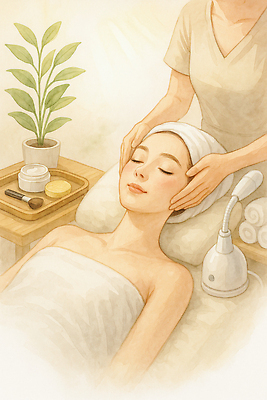 JPG 여자 일러스트 자연 건강 치료 수건 뷰티 평화 스파 마사지 편안함 피부관리 힐링 아로마 스킨케어 치료사 트리트먼트 국내일러스트 웰니스 AI일러스트 AI콘텐츠 직업 컨셉 의학 사람 위생용품 미용용품 감각 생태계 파일형식