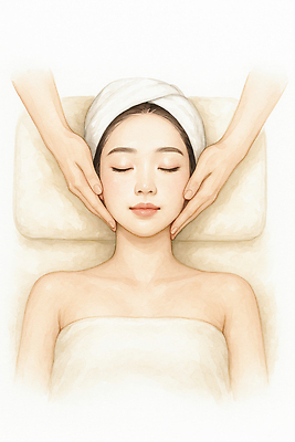 JPG 웰빙 여자 얼굴 일러스트 자연 휴식 건강 미소 치료 뷰티 마사지 편안함 피부 아로마 스킨케어 스타일 국내일러스트 AI일러스트 AI콘텐츠 컨셉 의학 표정 사람 신체부위 감각 생태계 파일형식