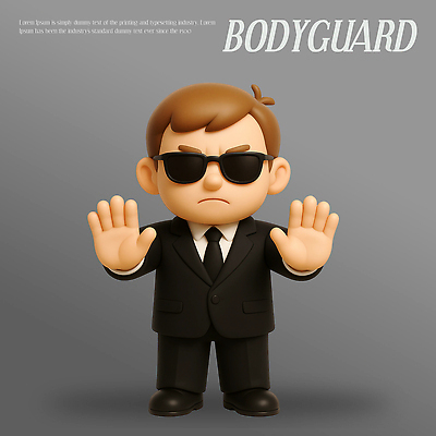 PSD 모델 편집이미지 캐릭터 디자인 남자 장신구 3D캐릭터 선글라스 장난감 귀여움 미니어처 피규어 보호 경계 경호원 편집3D 직업 안경 컨셉 사람 3D 모형 파일형식
