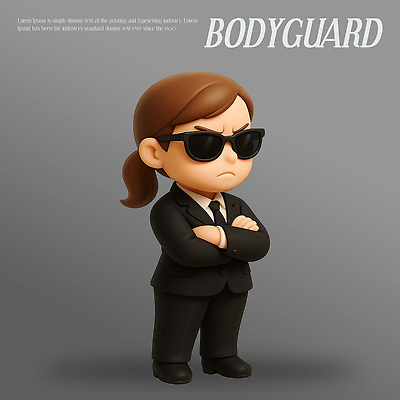 PSD 편집이미지 캐릭터 비즈니스 3D캐릭터 표정 경비 팔짱 보안 경호원 요원 스타일 편집3D 직업 모션 안전 3D 보호 파일형식
