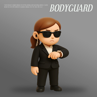 PSD 편집이미지 직업 시계 3D캐릭터 정장 선글라스 귀걸이 집중 경호원 스타일 편집3D 캐릭터 옷 안경 컨셉 장신구 3D 파일형식