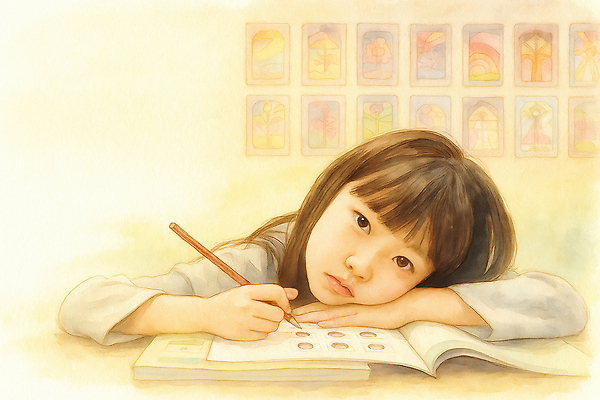 JPG 교육 어린이 예술 백그라운드 일러스트 손가락 모션 수업 학습 햇빛 연필 집중 책상 그림 과제 상상력 국내일러스트 AI일러스트 AI콘텐츠 손 가구 컨셉 학용품 사람 태양 필기구 파일형식