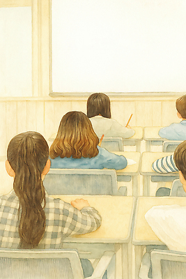 JPG 학생 교육 어린이 의자 일러스트 교실 청소년 수업 친구 학습 필기구 교사 공책 기록 집중 책상 조용 반 국내일러스트 AI일러스트 AI콘텐츠 직업 가구 컨셉 학교 관계 문구용품 사람 파일형식