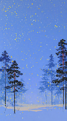 JPG 별 겨울 일러스트 자연 하늘 풍경 반짝임 노란색 고요 소나무 눈송이 숲 신비 풍경화 국내일러스트 AI일러스트 AI콘텐츠 자연요소 나무 계절 컬러 컨셉 모션 눈_날씨 그림 생태계 파일형식