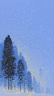 JPG 나무 계절 백그라운드 설경 겨울 일러스트 자연 하늘 풍경 보라색 고요 소나무 눈송이 차가움 숲 조용 풍경화 국내일러스트 AI일러스트 AI콘텐츠 식물 컬러 눈_날씨 그림 생태계 파일형식