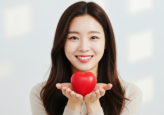 JPG 편집이미지 행복 감정 상징 포즈 사랑 미소 양손 밝은색 뷰티풀 의료성형뷰티 편집실사 AI인물포토 AI콘텐츠 손 표정 CG 파일형식 AI포토