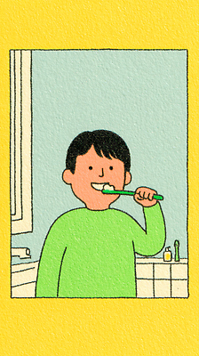 JPG 라이프스타일 어린이 일러스트 모션 건강 미소 웃음 소년 초록색 청결 욕실 양치 씻기 칫솔 세면대 치약 국내일러스트 AI일러스트 AI콘텐츠 남자 컬러 표정 사람 생활 위생용품 위생 파일형식