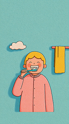 JPG 행복 어린이 컬러 백그라운드 일러스트 가정 모션 아침 건강 미소 웃음 소년 일상 생활 양치 위생 칫솔 즐거움 세면대 그림 화사함 국내일러스트 AI일러스트 AI콘텐츠 주간 남자 감정 컨셉 표정 사람 라이프 위생용품 청결 파일형식