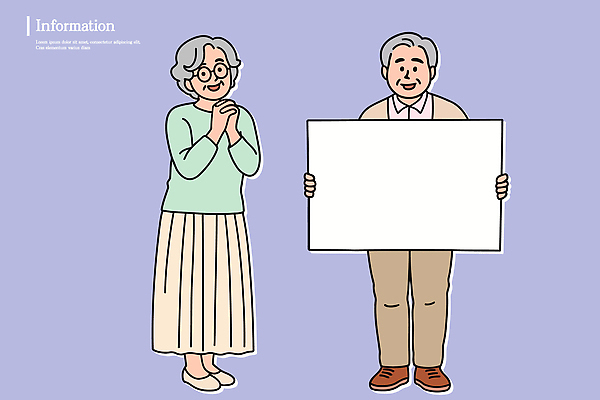디자인 부부 노년 행복 감정 일러스트 프레임 함께함 따뜻함 대화 웃음 일상 생활 노부부 기쁨 현수막 표현 목소리 소통 보라색배경 국내일러스트 AI파일 커플 백그라운드 컨셉 표정 말하기 성인 라이프 보라색 파일형식 벡터