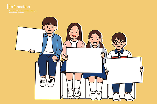 디자인 일러스트 학교 모션 협력 아이디어 프레임 표정 웃음 거래 현수막 발표 그룹 즐거움 소통 친목 공동체 동아리 창의성 국내일러스트 AI파일 교육 감정 컨셉 파일형식 벡터