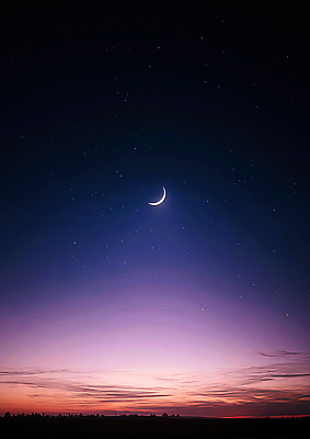 JPG 편집이미지 별 야경 자연 하늘 조명 풍경 파란색 평화 우주 보라색 저녁 그라데이션 반달 뷰티풀 이미지편집 AI컴퓨터그래픽 AI콘텐츠 자연요소 컬러 컨셉 달 야간 생태계 파일형식 풍경_경치