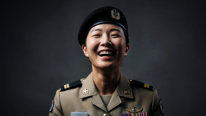 JPG 편집이미지 직업 여자 표정 웃음 군인 에너지 자신감 군복 전사 국군의날 긍정적 의료성형뷰티 편집실사 AI인물포토 AI콘텐츠 감정 유니폼 사람 CG 국군 파일형식 법정기념일 AI포토