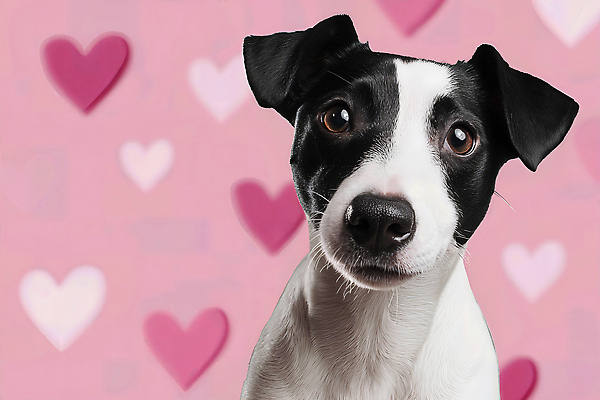 JPG 동물 편집이미지 분홍색 백그라운드 털 표정 사랑 반려동물 카메라 귀여움 하트 강아지 이미지편집 AI컴퓨터그래픽 AI콘텐츠 모양 감정 컬러 컨셉 전자제품 개 파일형식