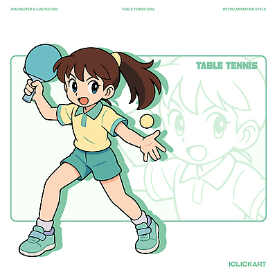 캐릭터 디자인 어린이 스포츠 운동화 일러스트 공 모션 탁자 미소 소녀 빨간색 여름 운동복 귀여움 그리기 탁구 스타일 일러캐릭터 AI파일 옷 계절 여자 컬러 가구 신발 컨셉 표정 사람 구기 파일형식 벡터