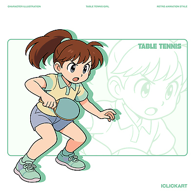 캐릭터 스포츠 일러스트 공 모션 협력 기술 소녀 여름 친구 운동 경쟁 도전 라켓 탁구 집중 즐거움 체육관 열정 오른손 일러캐릭터 AI파일 손 계절 여자 감정 어린이 스포츠용품 컨셉 관계 건강 구기 파일형식 벡터