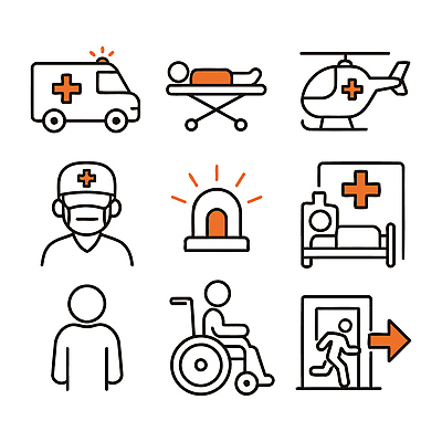 아이콘 의학 생명 건강 병원 치료 환자 의료진 응급 긴급 구출 헬리콥터 구급차 서비스 응급실 2D아이콘 AI파일 직업 자동차 비행기 도움 파일형식 벡터