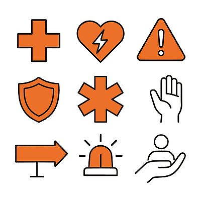 아이콘 손 기호 의학 관리 경고 안전 심장 응급 구출 보호 구급차 알림 응급치료 2D아이콘 AI파일 문자 컨셉 자동차 신체부위 치료 긴급 도움 장기_의학 파일형식 벡터