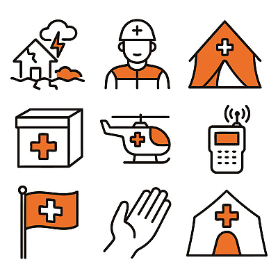 아이콘 모션 병원 텐트 안전 손상 응급 도움 구출 헬리콥터 구급상자 구조원 자연재해 구조요청 2D아이콘 AI파일 직업 컨셉 의학 비행기 캠핑도구 긴급 의료용품 재해 파일형식 벡터