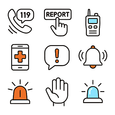 아이콘 손 의학 모바일 경고 안전 초인종 응급 긴급 구출 소방 알림 신호 무전기 통화 신고 2D아이콘 AI파일 모션 무선통신 신체부위 종 도움 파일형식 벡터