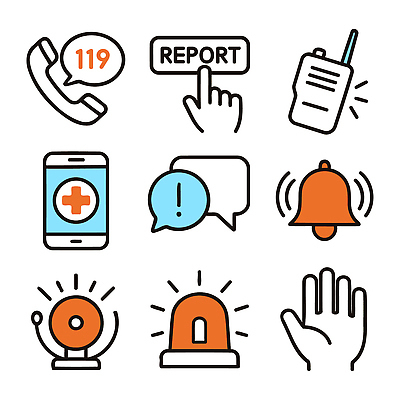 아이콘 의학 경고 초인종 응급 긴급 도움 경찰 위험 소방 알림 통화 119 신고 2D아이콘 AI파일 직업 컨셉 모션 종 전화번호 파일형식 벡터
