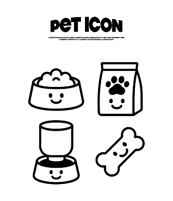 그릇 디자인 음식 일러스트 포장 뼈 사랑 취미 반려동물 귀여움 먹이 오브젝트 국내일러스트 AI파일 동물 식기 감정 컨셉 파일형식 벡터
