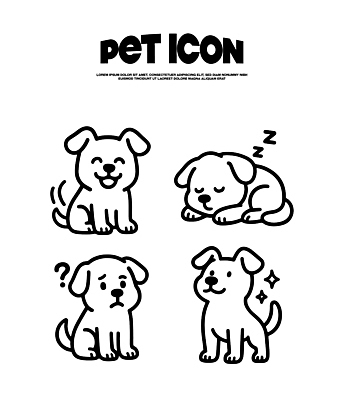 동물 캐릭터 디자인 행복 감정 일러스트 반려동물 귀여움 기쁨 슬픔 표현 잠 강아지 호기심 국내일러스트 AI파일 컨셉 개 파일형식 벡터