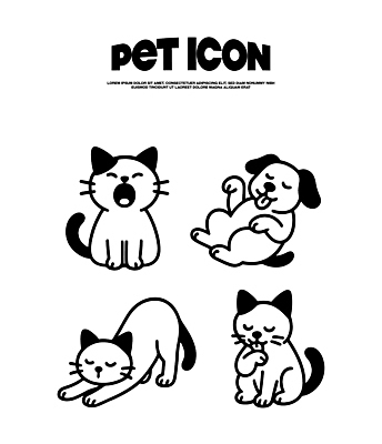 동물 캐릭터 반려견 일러스트 모션 반려동물 귀여움 고양이 강아지 졸음 편안함 동물그림 반려묘 국내일러스트 AI파일 감정 컨셉 포유류 감각 개 파일형식 벡터